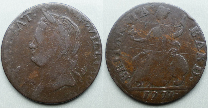 W Williams BRITANNIAS BARD 1771 halfpenny